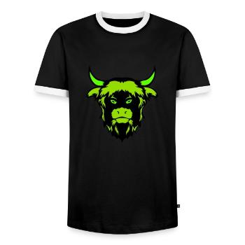 buffalo bull - Men's Ringer Shirt - black/white - Front - AI Model Female 172 light (172cm) & AI Model Male 178 light (178cm)