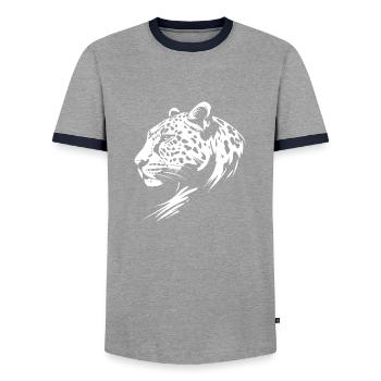 Leopard - Männer Kontrast-T-Shirt - Grau/Navy  - Vorne - AI Model Female 172 light (172cm) & AI Model Male 178 light (178cm)