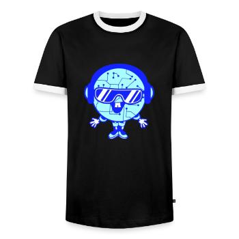 DJ Daten Mikrochip Nerd Geek Gesicht Party Musik - Männer Kontrast-T-Shirt - Schwarz/Weiß - Vorne - AI Model Female 172 light (172cm) & AI Model Male 178 light (178cm)