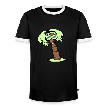 DJ Palm Tree Holiday Beach Summer Holiday Tree Party - Men's Ringer Shirt - black/white - Front - AI Model Female 172 light (172cm) & AI Model Male 178 light (178cm)