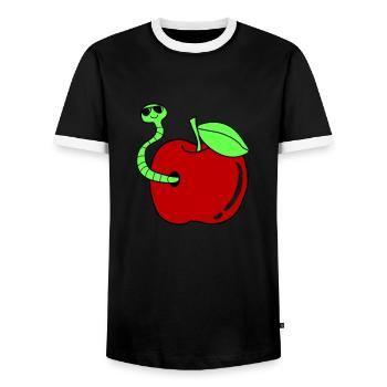 Worm Apple Sunglasses - Men's Ringer Shirt - black/white - Front - AI Model Female 172 light (172cm) & AI Model Male 178 light (178cm)