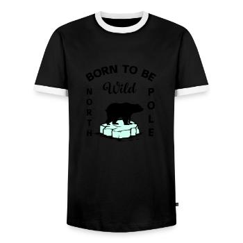 Ours polaire Wilderness Antarctique - T-shirt contrasté Homme - noir/blanc - Devant - AI Model Female 172 light (172cm) & AI Model Male 178 light (178cm)