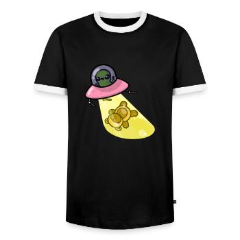 Teddy kidnappé par OVNI Uap - T-shirt contrasté Homme - noir/blanc - Devant - AI Model Female 172 light (172cm) & AI Model Male 178 light (178cm)