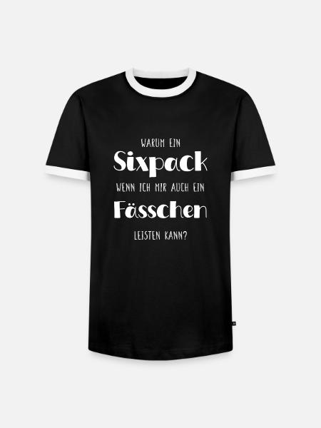 Fässchen statt Sixpack - Männer Kontrast-T-Shirt - Schwarz/Weiß
