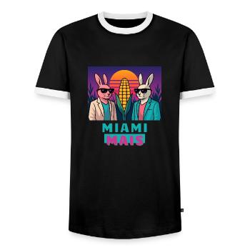 Miami Mais - Männer Kontrast-T-Shirt - Schwarz/Weiß - Vorne - AI Model Female 172 light (172cm) & AI Model Male 178 light (178cm)
