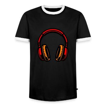Kopfhörer Symbol Musik - Männer Kontrast-T-Shirt - Schwarz/Weiß - Vorne - AI Model Female 172 light (172cm) & AI Model Male 178 light (178cm)