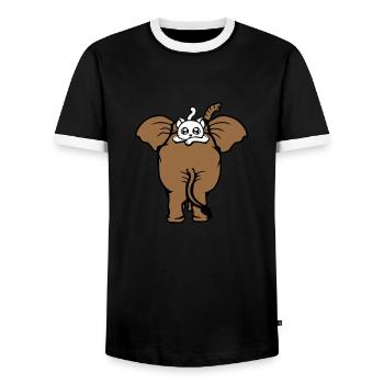 Cat Elephant Walking Team Lying Up 2 Friends Cute - Men's Ringer Shirt - black/white - Front - AI Model Female 172 light (172cm) & AI Model Male 178 light (178cm)