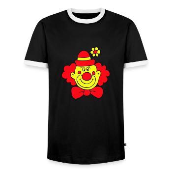 Clown, plus kasper, cirque, circus, des Manege, - T-shirt contrasté Homme - noir/blanc - Devant - AI Model Female 172 light (172cm) & AI Model Male 178 light (178cm)