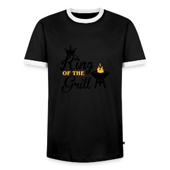 King of the Grill - König des Grills - Grillen - Männer Kontrast-T-Shirt - Schwarz/Weiß - Vorne - AI Model Female 172 light (172cm) & AI Model Male 178 light (178cm)