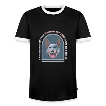 Australischer Rinderhund Komisch - Männer Kontrast-T-Shirt - Schwarz/Weiß - Vorne - AI Model Female 172 light (172cm) & AI Model Male 178 light (178cm)
