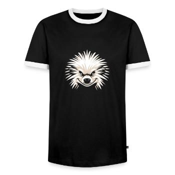 Stachelschwein - Männer Kontrast-T-Shirt - Schwarz/Weiß - Vorne - AI Model Female 172 light (172cm) & AI Model Male 178 light (178cm)