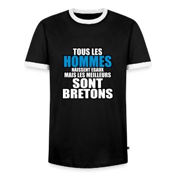 les meilleurs sont bretons - T-shirt contrasté Homme - noir/blanc - Devant - AI Model Female 172 light (172cm) & AI Model Male 178 light (178cm)