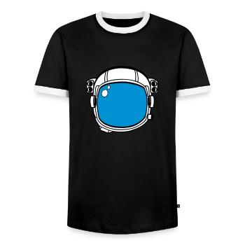 Astronaut Helmet - Men's Ringer Shirt - black/white - Front - AI Model Female 172 light (172cm) & AI Model Male 178 light (178cm)