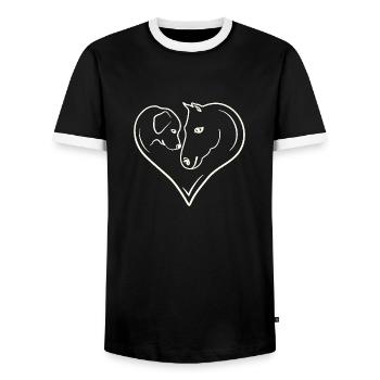 Horse Dog Heart - Men's Ringer Shirt - black/white - Front - AI Model Female 172 light (172cm) & AI Model Male 178 light (178cm)