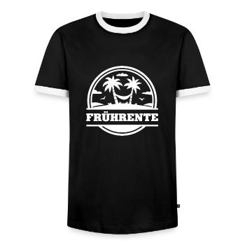 Frührente Rente mit 63 Ruhestand Rentner Pension - Männer Kontrast-T-Shirt - Schwarz/Weiß - Vorne - AI Model Female 172 light (172cm) & AI Model Male 178 light (178cm)
