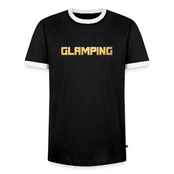 Glamping Gold Luxury Camping Camper Holiday Exclusive - Men's Ringer Shirt - black/white - Front - AI Model Female 172 light (172cm) & AI Model Male 178 light (178cm)