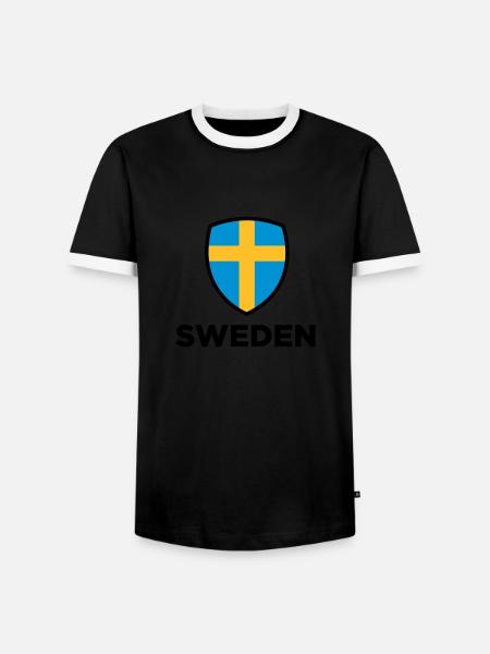 National flag of Sweden - Men's Ringer Shirt - black/white