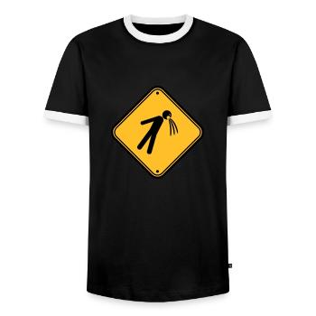 bouclier attention note vomir vomir - T-shirt contrasté Homme - noir/blanc - Devant - AI Model Female 172 light (172cm) & AI Model Male 178 light (178cm)