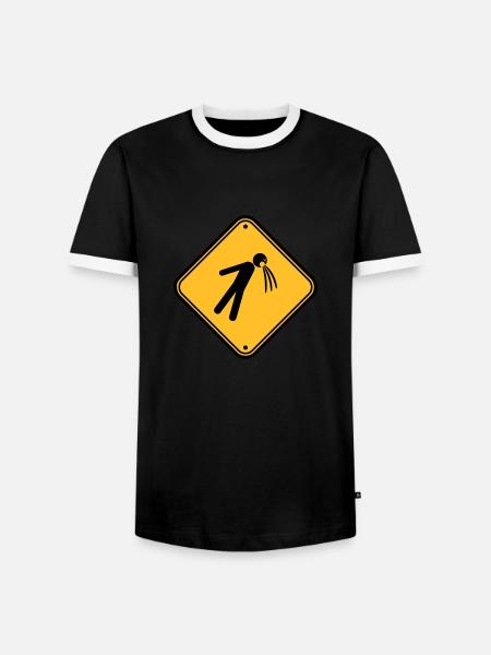 bouclier attention note vomir vomir - T-shirt contrasté Homme - noir/blanc