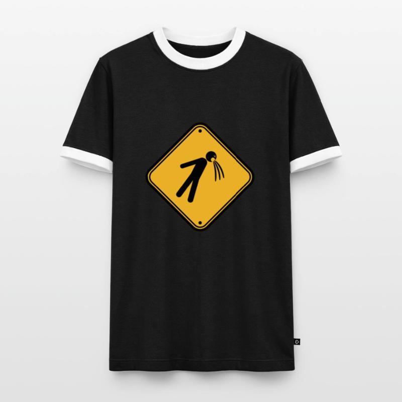 shield caution note vomit vomit Men's Ringer Shirt
