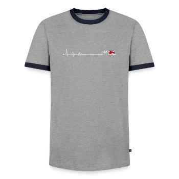 Emblème de la Piste cyclable du Royaume-Uni - T-shirt contrasté Homme - gris/marine  - Devant - AI Model Female 172 light (172cm) & AI Model Male 178 light (178cm)
