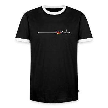 Heartbeat germany flag - Men's Ringer Shirt - black/white - Front - AI Model Female 172 light (172cm) & AI Model Male 178 light (178cm)