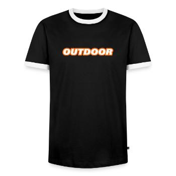 OUTDOOR - Men's Ringer Shirt - black/white - Front - AI Model Female 172 light (172cm) & AI Model Male 178 light (178cm)