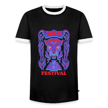 Wild Mind_Jaguar - Männer Kontrast-T-Shirt - Schwarz/Weiß - Vorne - AI Model Female 172 light (172cm) & AI Model Male 178 light (178cm)