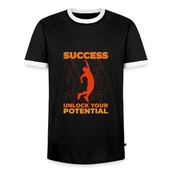 Success - Men's Ringer Shirt - black/white - Front - AI Model Female 172 light (172cm) & AI Model Male 178 light (178cm)