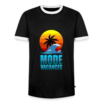 Mode Vacances - T-shirt contrasté Homme - noir/blanc - Devant - AI Model Female 172 light (172cm) & AI Model Male 178 light (178cm)