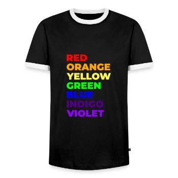 Rainbow colours - Men's Ringer Shirt - black/white - Front - AI Model Female 172 light (172cm) & AI Model Male 178 light (178cm)