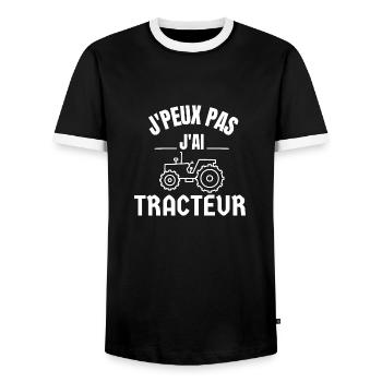 J'Peux Pas J'Ai Tracteur - T-shirt contrasté Homme - noir/blanc - Devant - AI Model Female 172 light (172cm) & AI Model Male 178 light (178cm)