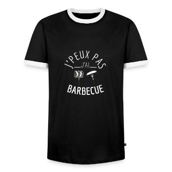 j peux pas j ai barbecue - T-shirt contrasté Homme - noir/blanc - Devant - AI Model Female 172 light (172cm) & AI Model Male 178 light (178cm)