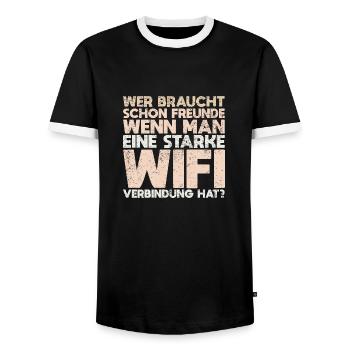 Wer Braucht Schon Freunde, Wenn Man Eine... - Männer Kontrast-T-Shirt - Schwarz/Weiß - Vorne - AI Model Female 172 light (172cm) & AI Model Male 178 light (178cm)