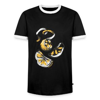 Lemon - Männer Kontrast-T-Shirt - Schwarz/Weiß - Vorne - AI Model Female 172 light (172cm) & AI Model Male 178 light (178cm)