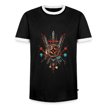 Traumfänger - Männer Kontrast-T-Shirt - Schwarz/Weiß - Vorne - AI Model Female 172 light (172cm) & AI Model Male 178 light (178cm)