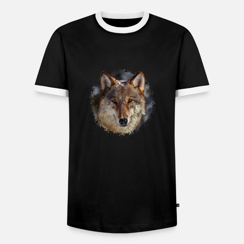 wolf - Männer Kontrast-T-Shirt - Schwarz/Weiß