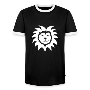 Calm lion's head - Men's Ringer Shirt - black/white - Front - AI Model Female 172 light (172cm) & AI Model Male 178 light (178cm)