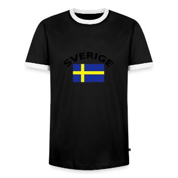 Sverige, la Suède, la Suède, drapeau, drapeau - T-shirt contrasté Homme - noir/blanc - Devant - AI Model Female 172 light (172cm) & AI Model Male 178 light (178cm)