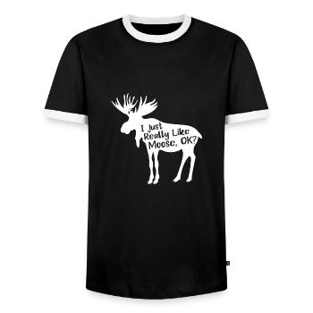 Vraiment comme Moose, d'accord? Cadeau animal esprit - T-shirt contrasté Homme - noir/blanc - Devant - AI Model Female 172 light (172cm) & AI Model Male 178 light (178cm)