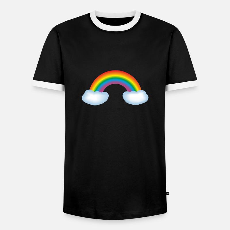 Rainbow & clouds - Men's Ringer Shirt - black/white