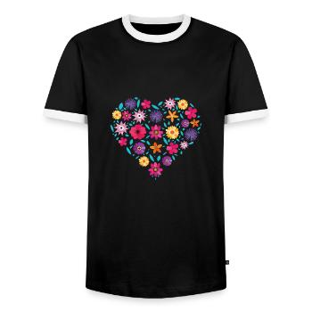 Florist Flower Bouquet Arranging Profession Gift - Men's Ringer Shirt - black/white - Front - AI Model Female 172 light (172cm) & AI Model Male 178 light (178cm)