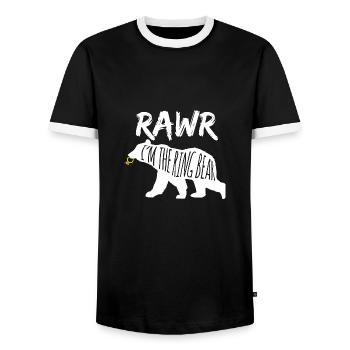 Rawr Ich bin der Ringbär Ringträger Hochzeitsgeschenk - Männer Kontrast-T-Shirt - Schwarz/Weiß - Vorne - AI Model Female 172 light (172cm) & AI Model Male 178 light (178cm)