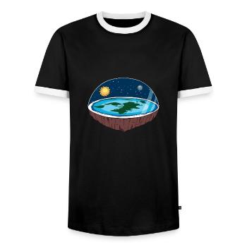Terre plate Théorie du complot Terre plate - T-shirt contrasté Homme - noir/blanc - Devant - AI Model Female 172 light (172cm) & AI Model Male 178 light (178cm)