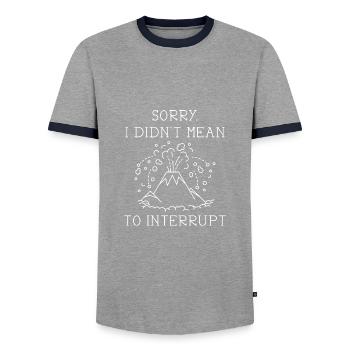 Interrompre le volcan - T-shirt contrasté Homme - gris/marine  - Devant - AI Model Female 172 light (172cm) & AI Model Male 178 light (178cm)