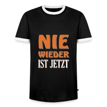 Nie wieder ist jetzt - Männer Kontrast-T-Shirt - Schwarz/Weiß - Vorne - AI Model Female 172 light (172cm) & AI Model Male 178 light (178cm)