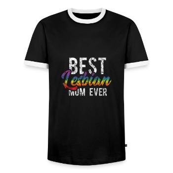 LGBT Gay Pride Lesbienne Meilleure maman lesbienne de tous les temps - T-shirt contrasté Homme - noir/blanc - Devant - AI Model Female 172 light (172cm) & AI Model Male 178 light (178cm)