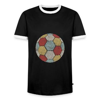 Fingerprint Handball Retro Ball Gift - Men's Ringer Shirt - black/white - Front - AI Model Female 172 light (172cm) & AI Model Male 178 light (178cm)