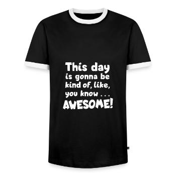 Awesome day! Optimismus, Toller Tag - Männer Kontrast-T-Shirt - Schwarz/Weiß - Vorne - AI Model Female 172 light (172cm) & AI Model Male 178 light (178cm)