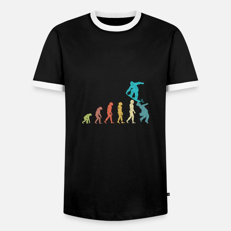 Snowboarder Evolution Snowboard Wintersport - Männer Kontrast-T-Shirt - Schwarz/Weiß